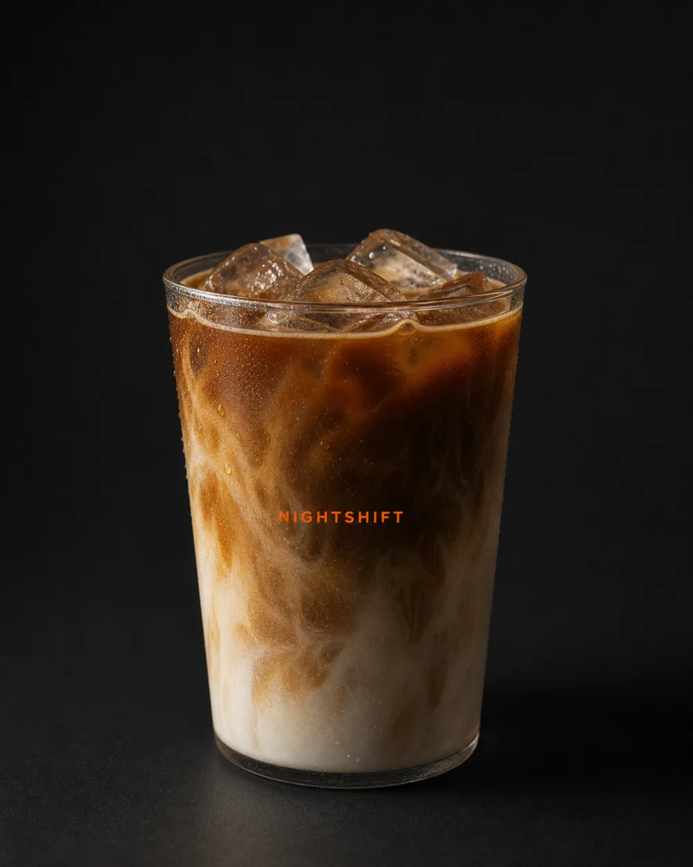 Iced Strong Milk Coffee with visible espresso and milk layers